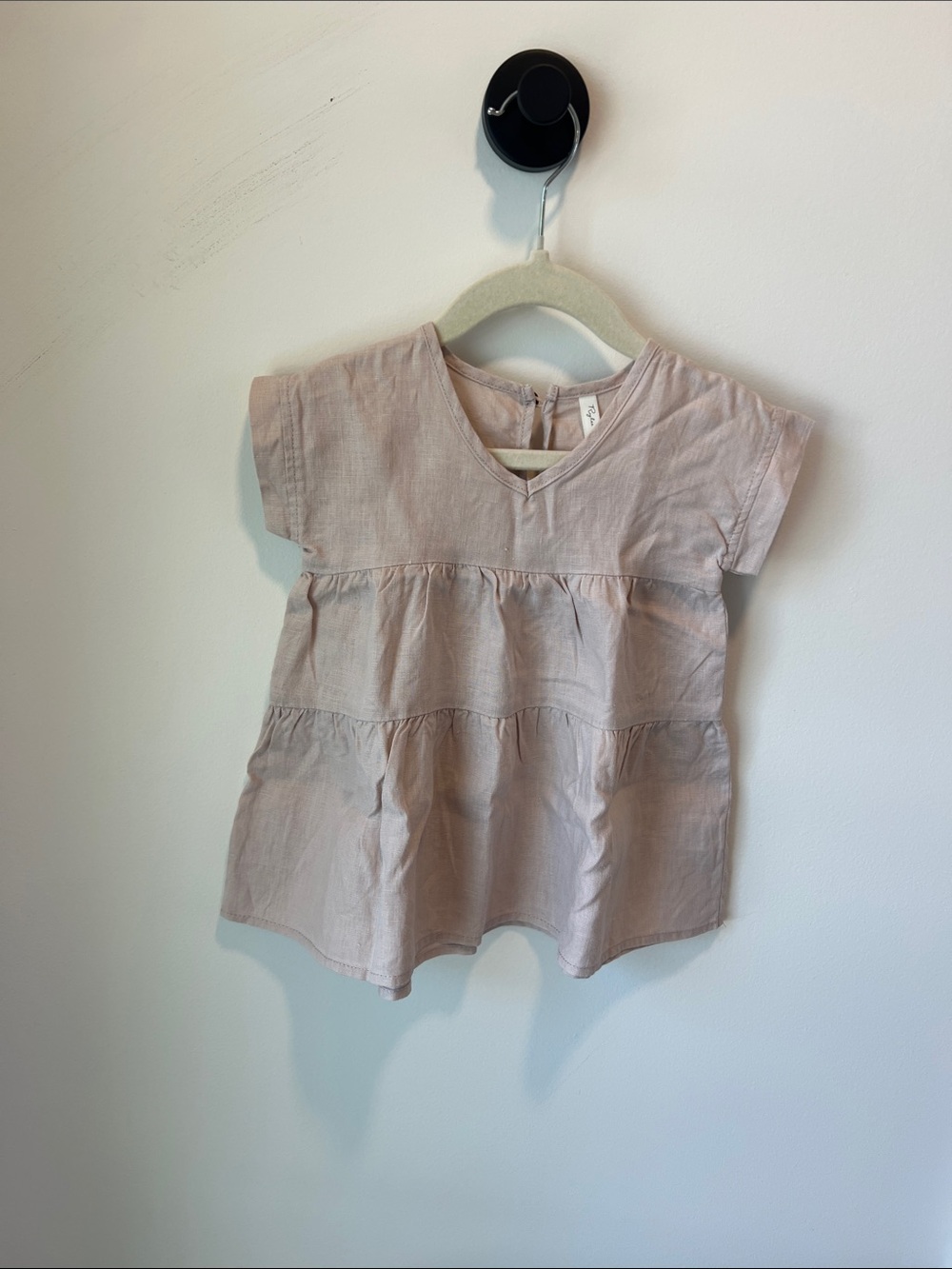 Rylee and Cru Short Sleeve Tiered Dress - Light Blush